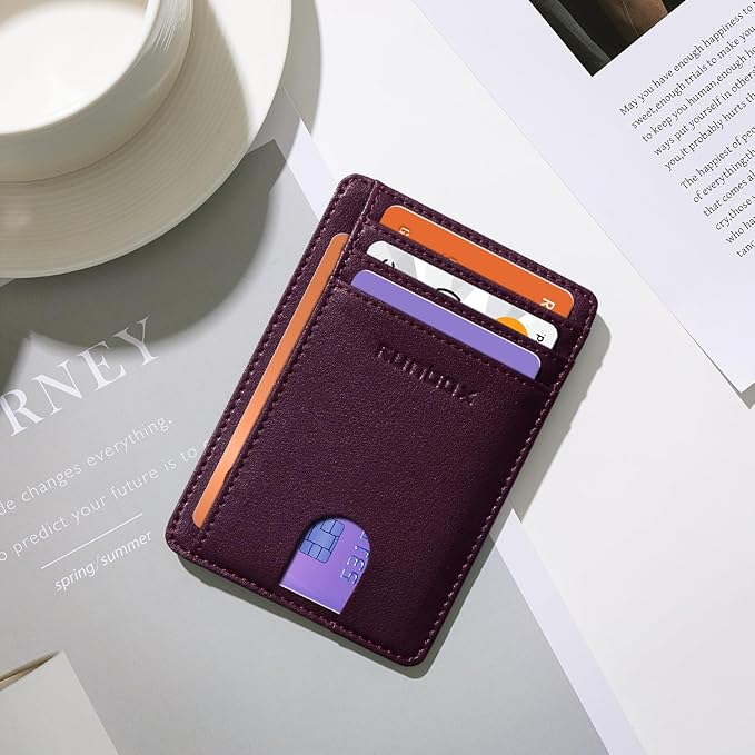 RUNBOX Slim ID Cases Minimalist Front Pocket RFID Blocking Leather Wallets for Men and Women Card Holder Wallets Gifts for men