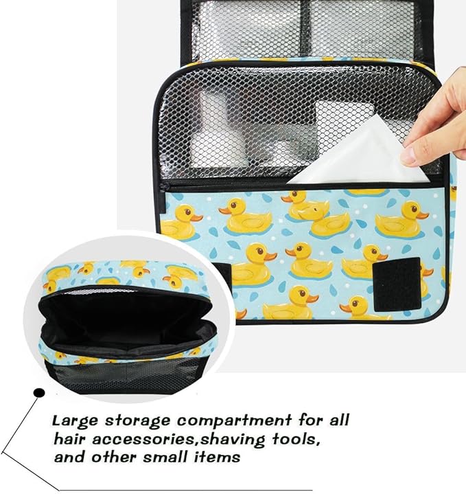 senya Hanging Travel Toiletry Bag Cute Kit Makeup Case Cosmetics Organizer for Men Women (Many Duck)