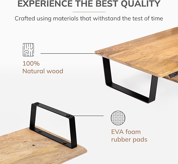Anji Mountain Monitor Stand - Desktop Organizer & Laptop Riser, Ergonomic Monitor Riser, Space-Saving Monitor Stand for Desk, Durable Construction, Easy Assembly, Ideal for Home & Office,Natural