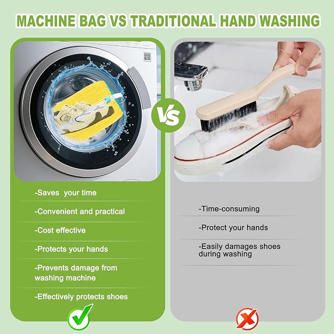 Shoe Washing Machine Bag, 2 Pack 360° Deep Cleaning Protects Shoes & Washer, Sneaker Shoe Cleaner Bag,Fits Most Shoes Sizes for Men Women, Reusable Laundry Shoe Bag for Washer Dryer & Travel,Yellow