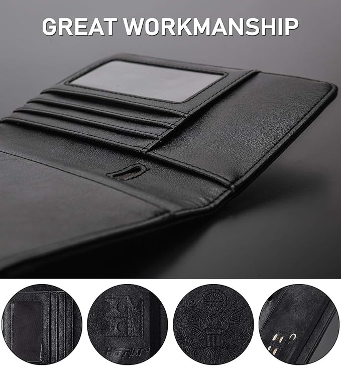 HerriaT Leather Passport Holder Cover Case RFID Blocking Travel Wallets Card Case for Women Men(Black)