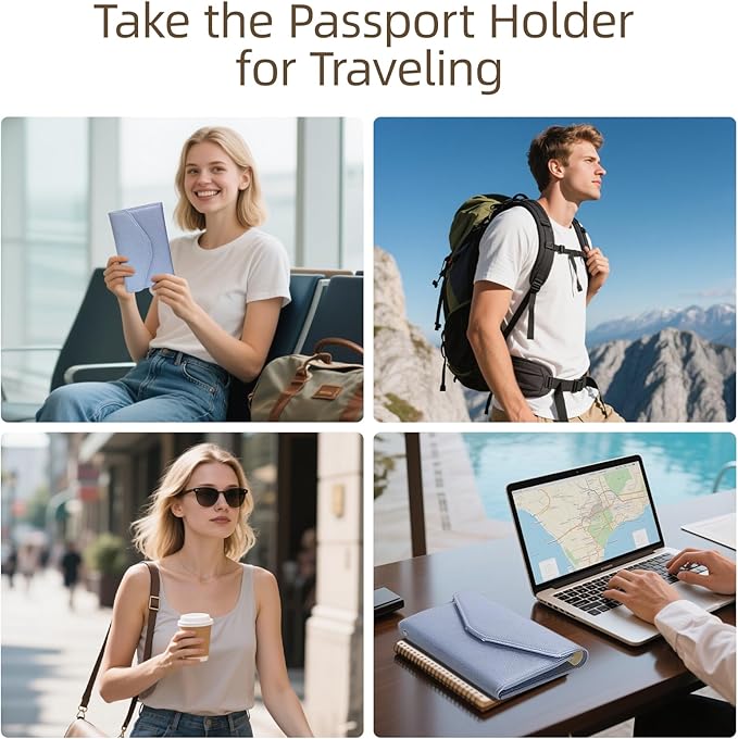 ZOPPEN Mulit-purpose Rfid Blocking Passport Holder Travel Wallet (Ver.4) Passport and Vaccine Card Holder ComboTri-fold Document Organizer Travel Essentials