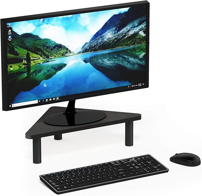 Furinno TURN-N-TUBE Monitor Stand Riser, 19.6" Wide Triangle Corner Monitor Riser, Laptop Stand for Desk, Office Desk Accessories, Desktop Organizers and Accessories, Toolless Assembly, For Study Room, Dorm, Espresso