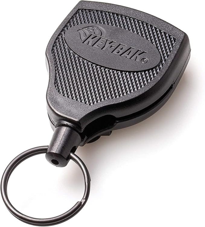 KEY-BAK SUPER48 SD 13oz. Locking Retractable Keychain, 36" Retractable Cord, Black Polycarbonate Case, Steel Belt Clip, Oversized Split Ring (2-Pack)