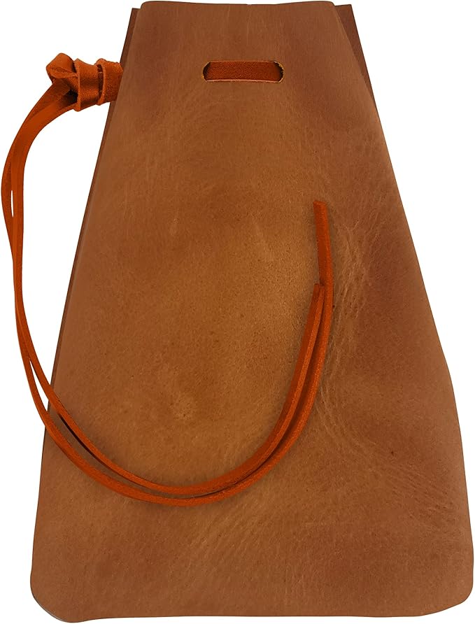 Nabob Leather Leather Drawstring Pouch, Coin Bag, Medicine Tobacco Pouch Medieval Reenactment Made in U.S.A Size 8.5" x 6"