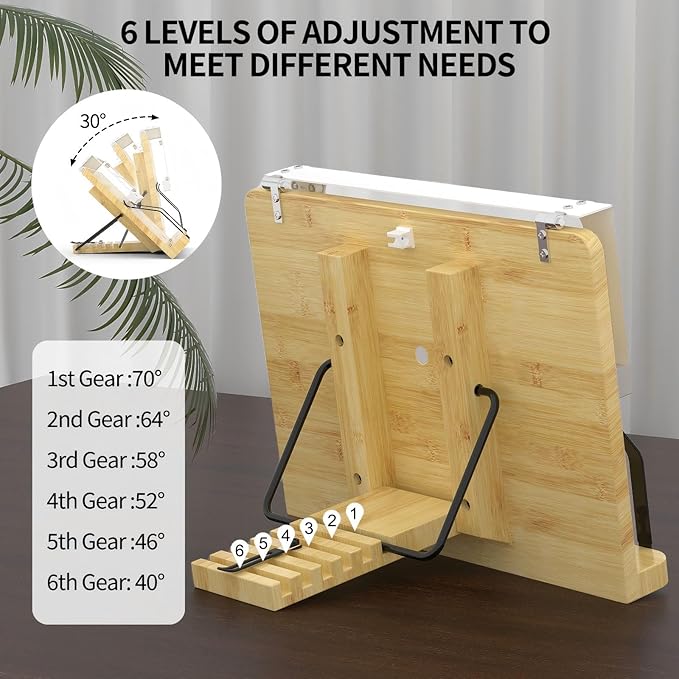 Boyanda Book Stand for Reading – Adjustable & Foldable Book Holder with High CRI 90+ No-Flicker, Eye-Caring LED Light | Anti-Blue Light & Anti-Glare | Hands-Free for Textbooks, Bibles, and Study