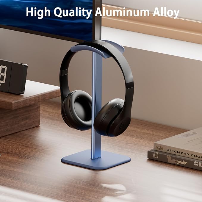 Headphone Stand for Desk - Headset Stand with Aluminum Hanger, Headphone Holder for AirPods Max, Sony, Bose, Beats and More (Blue)