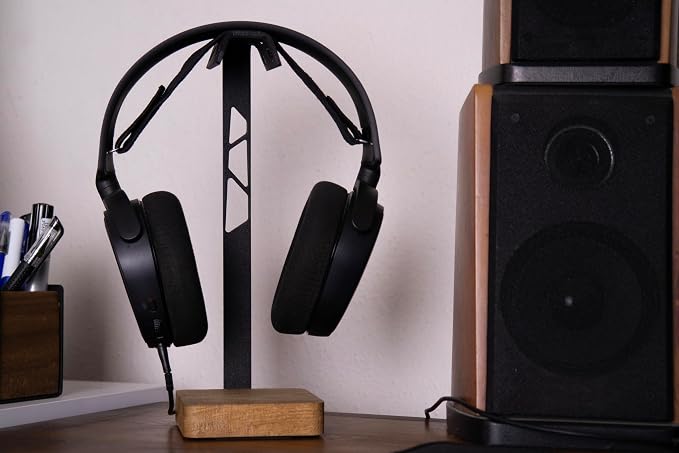 Headphone Stand, Headphone Holder Premium , Gaming Headset Holder, Handcrafted Wood Steel Headphones Stand for Desk, Premium Handcrafted Steel Headphone Stand