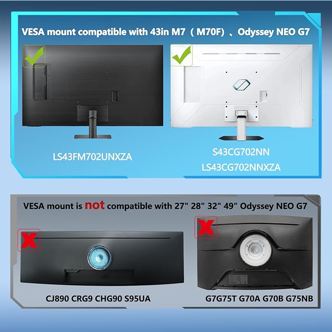 43" M7 Mount Adapter Compatible with Samsung 43" M7ï¼?M70Fï¼? Odyssey Neo G7 Series 4K Monitor (Fits 2023 LS43FM702UNXZA, S43CG702NN,) (Black)