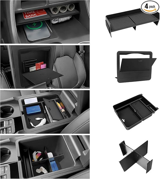4PCS Center Console Organizer Compatible with Honda 2023-2025 2026 Pilot & 2026 Passport Accessories Armrest Divider Hidden Storage Box Organizer Divider Compartment Tray