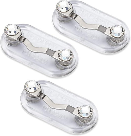 Readerest Magnetic Glasses Holder (3 Pack), Magnet Clip for Readers, Sunglasses & Work Badges for Men & Women, USA Made