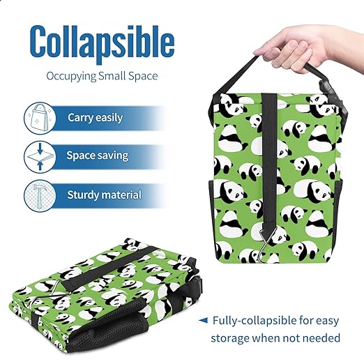 Car Trash Can Panda Collection Wate-rproof Auto Garbage Bag Car Trash Can with Lid Leak-Proof Car Storage Bag Hanging for Headrest Collapsible and Portable with Storage Mesh Pocket