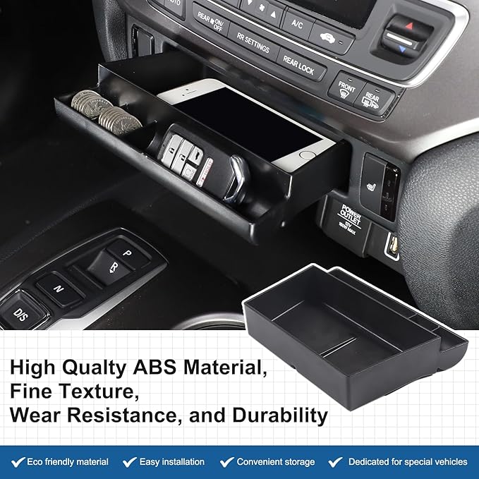 Center Console Organizer Tray Center Drawer Storage Box Suitable for Honda Pilot 2015-2022 Ridgeline 2017-2023 Customized Hidden Drawer Storage Box Car AC Under Panel Storage Box