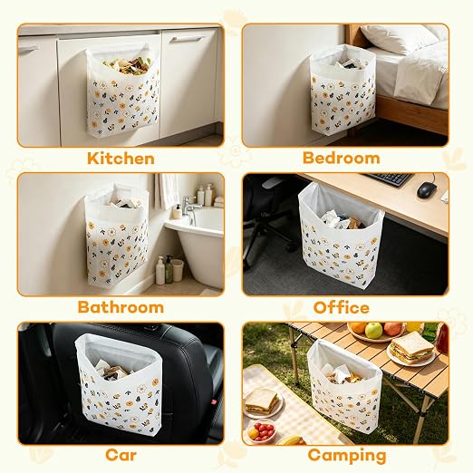 30 Pcs Disposable Car Trash Bags, Seal Disposable Car Garbage Bin Bags, Stick On Car Trash Bin for SUV Truck, RV Travel, Camping, Bedroom, Study Room, Office
