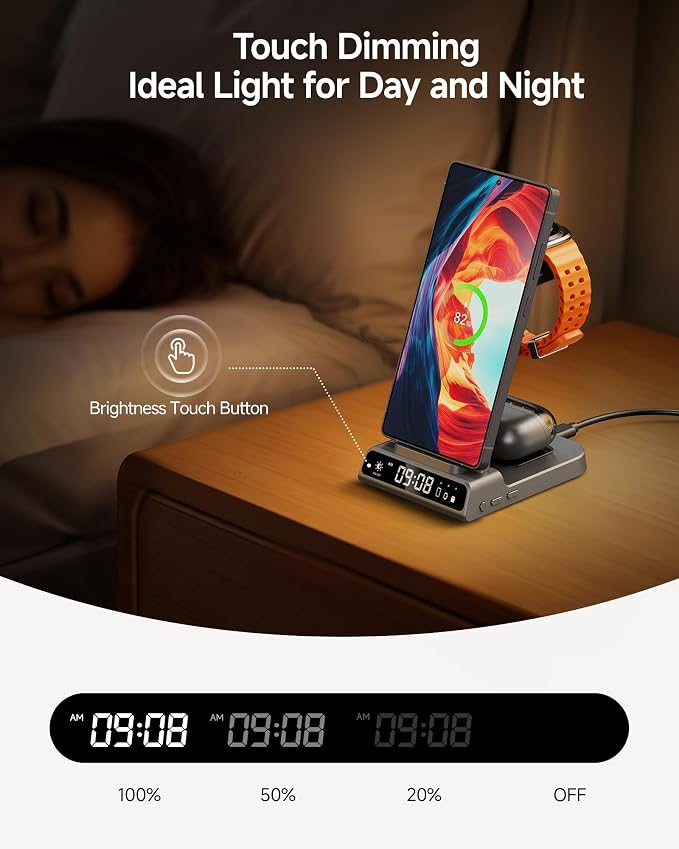 Wireless Charger for Samsung, 3 in 1 Wireless Charging Station for Samsung Galaxy S25 Ultra/S24 Ultra/S23/S22/Z Flip 7/Fold 6, Charger for Samsung Galaxy Watch Ultra/8/7/6, Galaxy Buds 3/3 Pro