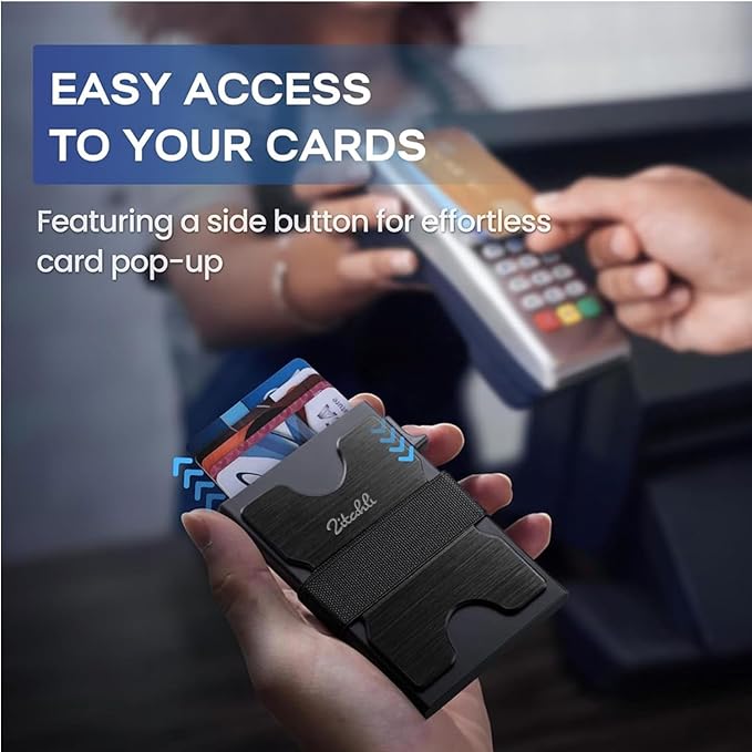 Zitahli Card Holder Wallets for Men - Slim Wallet Holds 6+6 Cards, Metal Card Holder, Minimalist RFID Blocking Wallets with Pop-Up Function, Ultra-Thin, Men's Accessories, Gifts for Him