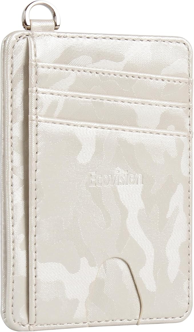EcoVision Slim Minimalist Front Pocket Wallet, RFID Blocking Credit Card Holder Wallet with Detachable D-Shackle for Men Women