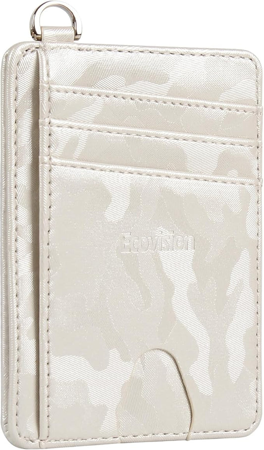 EcoVision Slim Minimalist Front Pocket Wallet, RFID Blocking Credit Card Holder Wallet with Detachable D-Shackle for Men Women