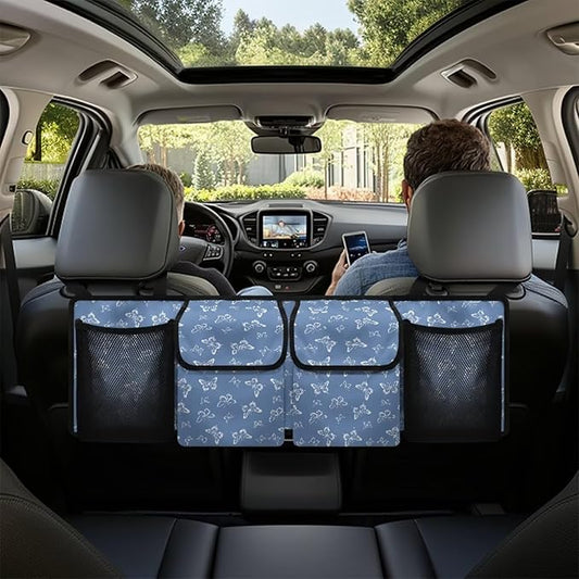Butterfly Print Car Trunk Organizer with 4 Pockets Foldable Car Backseat Storage Bag Universal Detachable Auto Accessories for SUV Hatchback Crossover Minivan