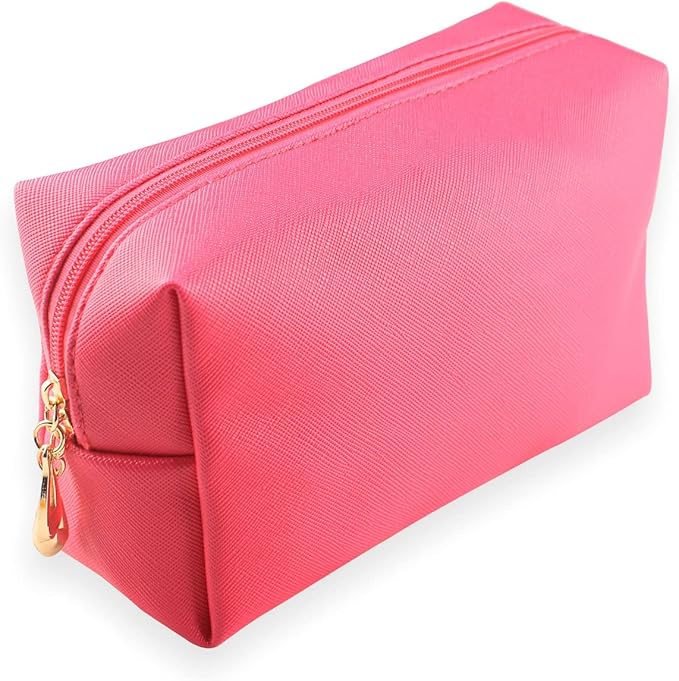 Small Makeup Bag Portable Cosmetic Bag for Women Makeup Pouch Waterproof Toiletry Bag for Travel (Rose Red, Normal)