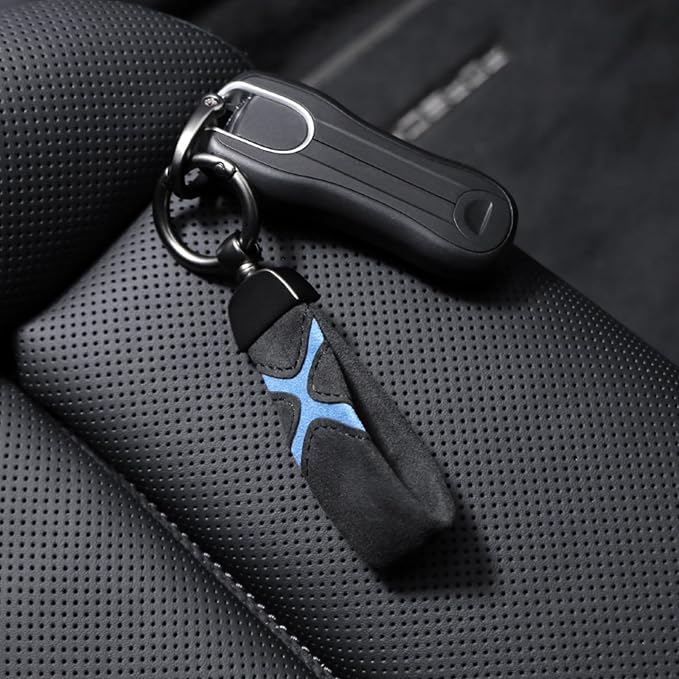 BETTERHUMZ Leather Suede Car Keychain,Key Chain Clip for Alcantara, Anti-Lost D-Ring for Men and Women Car Accessories