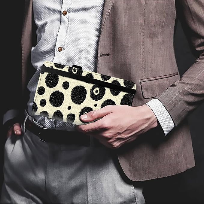 FUYOCWE Checkbook Covers for Personal Checkbook,RFID Blocking Leather Check Book Covers Wallet with Pen Holder & Card Slot for Women Men -Dalmatian Spot Pattern