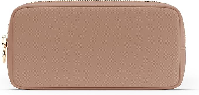 Embla Makeup Bag Travel Cosmetics Pouch and Toiletry Bag, Nylon Zipper Pouch Purse, Cute Make Up Organizer Storage Tote for Women Girls, Travel Skincare Case, Small Makeup Bags, Mocha Mousse