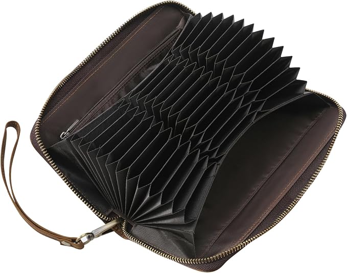 Jack&Chris Genuine Leather Wallet Women, Multi-Card RFID Bifold Wallet with Zipper Coin Pocket, Credit Card Holder for Women