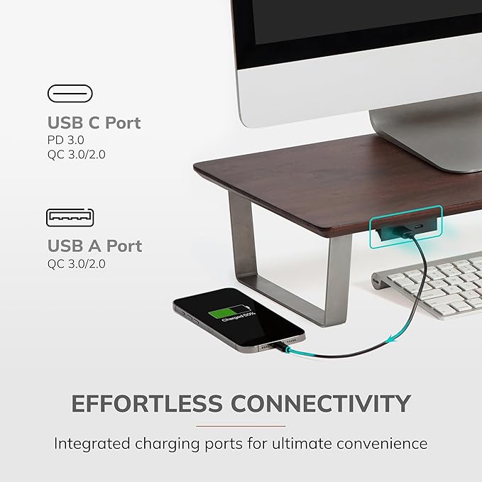 Anji Mountain Monitor Stand - Desktop Organizer & Laptop Riser, Ergonomic Monitor Riser, Space-Saving Monitor Stand for Desk, Durable Construction, Easy Assembly, Ideal for Home & Office,Walnut