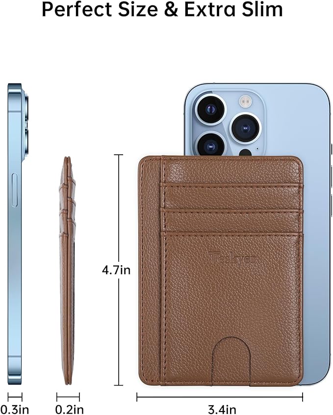 Teskyer Slim Wallet for Men, Minimalist Front Pocket RFID Blocking Leather Wallet Credit Card Holder for Men & Women