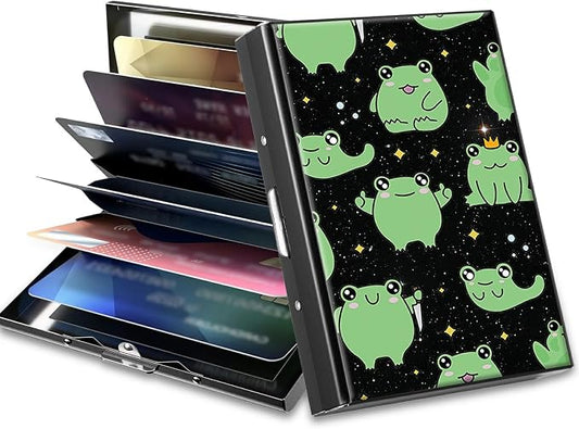 Slim Credit Card Holder, Princess Frog RFID Blocking Metal Wallet for Men & Women, Aluminum Minimalist Hard Case Pocket-Sized Business Cards Organizer (Fits Up to 10 Cards)