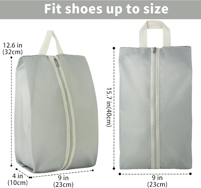 6pcs Portable Shoe Organizer, Travel Pouches with Zipper, Golf Shoe Bags, Clothes Bags, Soccer Cleats Bag Shoe Pouch for Gym, Waterproof, Odor-Resistant (Grey)