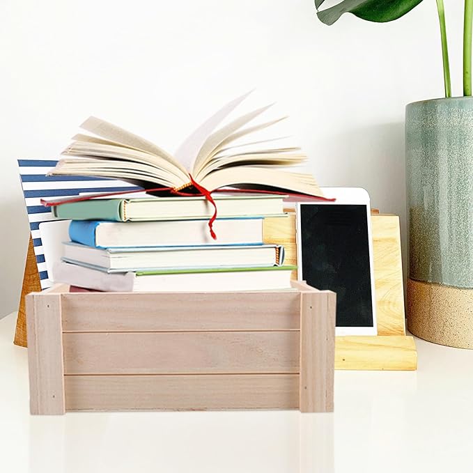 Wooden Desk Organizer Box Medium (25x15.4x10cm) Multifunctional Wood Storage Case for Office and Home Table Storage