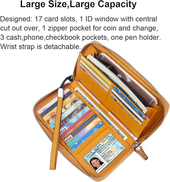 Lavemi Small Compact Women Wallet RFID Blocking Genuine Leather Bifold Purse with ID Windows