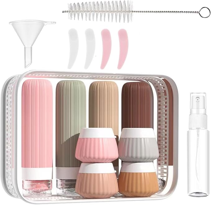15Pack Travel Bottles for Toiletries, TSA Approved Squeezable Silicone Toiletry Containers, Portable Leak Proof Refillable Liquid Shampoo And Conditioner Travel Essentials toiletry Bottles