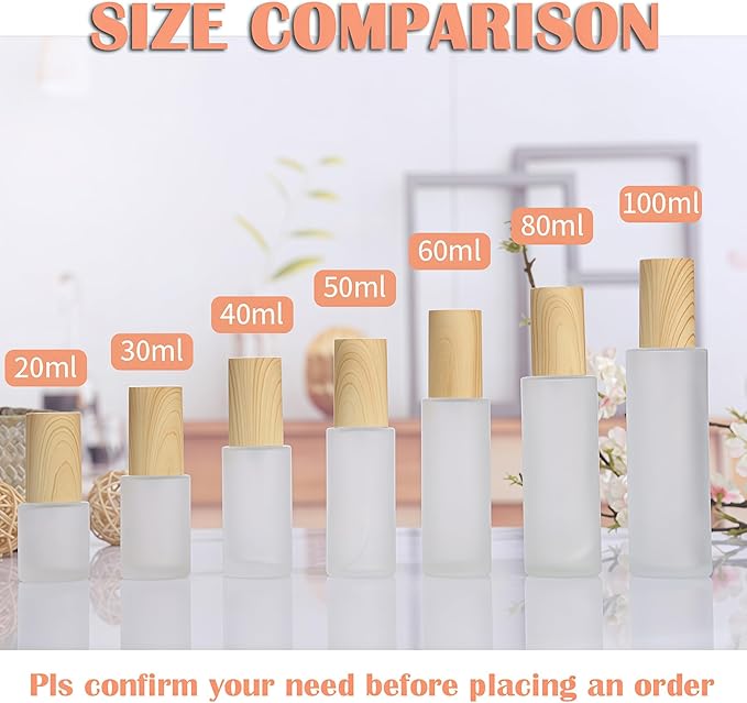 3Pcs 20ml 0.7oz Matte Glass Pump Bottles Lotion Travel Container Soap Dispenser Toiletries Bottle Containers with Plastic Lid for Shampoo Cream Liquid Essential Oils