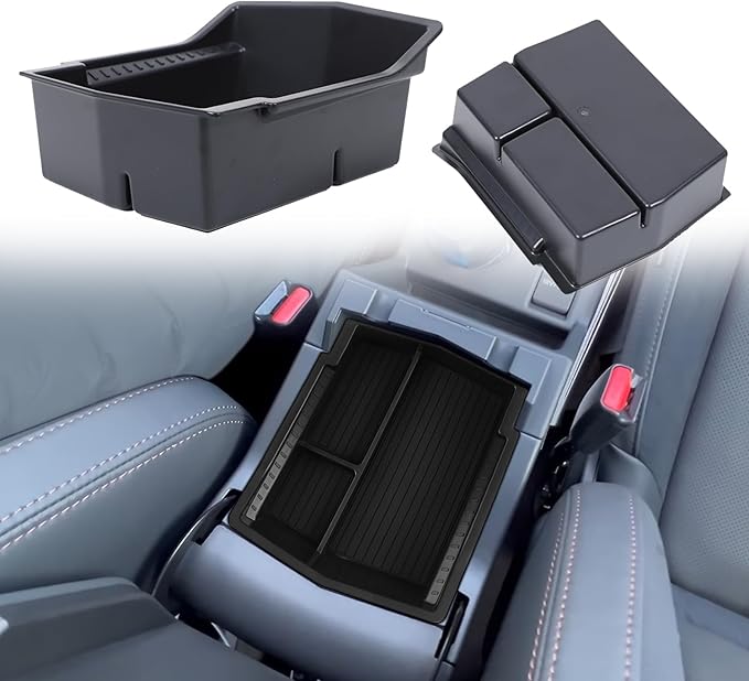Center Console Organizer Tray Compatible with 2025-2026 Subaru Forester Accessories, Center Console Lid Armrest Cover, Under Secondary Storage Box Insert Tray with Built-in Non-Slip Mat