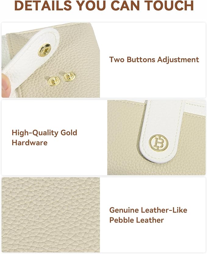 BOSTANTEN Slim Wallet for Women Small RFID Blocking Credit Card Holder Leather Bifold Wallets with Zipper Coin Pocket Khaki＆Beige