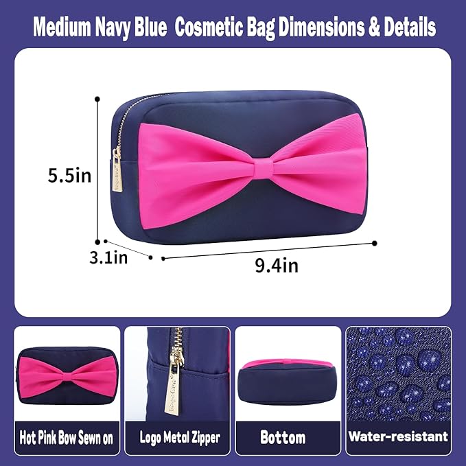 Travel Essentials Makeup Bag for Women Water-resistant Toiletry Organizer Nylon Cosmetic Pouch Preppy Stuff