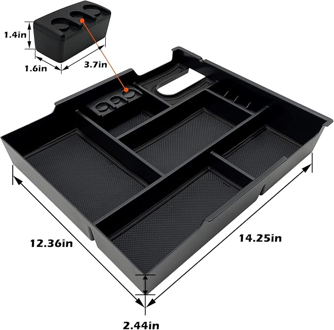 JOJOMARK Compatible with Toyota Tundra Accessories Center Console Tray Organizer for Tundra 2014-2020 2021 Insert ABS Armrest Box Secondary Storage (Black)