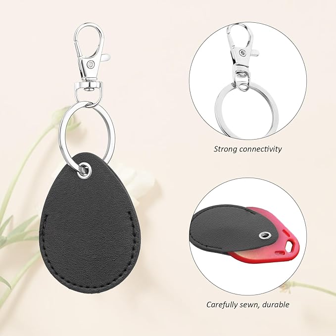 Psyqtsuary Leather Key Fob Holder, 4 Pcs PU Leather Keychain Key Holder for Keychain General Keys Fob, for Keys ID Keys Cards