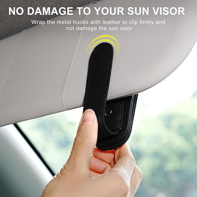 eing Magnetic Leather Sunglass Holder,Bling Crystal Eyeglass Hanger Clip for Car Sun Visor, Suitable for Different Size Eyeglasses, 1 - Pack White