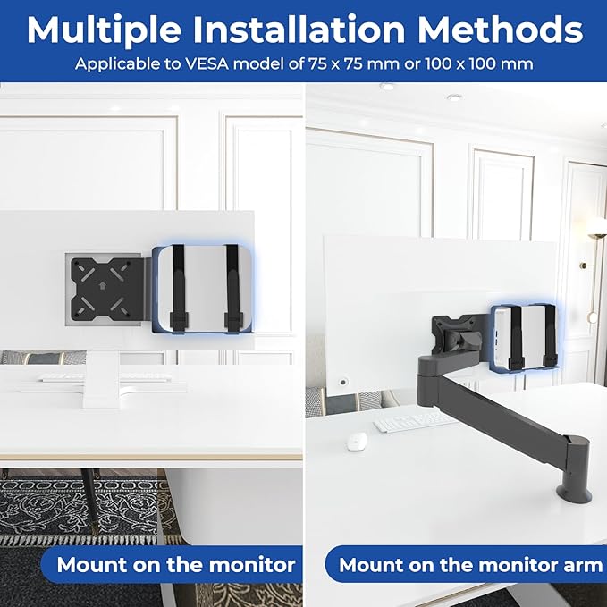 Universal Mount for Geekom Mini PC Mount, for Geekom A6, A5, ?ŽA8, AX8 Max,A9, IT13 Mini PC, Vesa Mount/Connect VESA Arm, Mounts on The Back of a Monitor with Screws, Black
