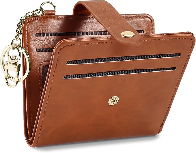 Airkit Small Wallets Woman RFID Blocking Leather Credit Card Holder - with ID Window - Card Wallets for Women - with Zipper Coin Purse - Keychain Wallet