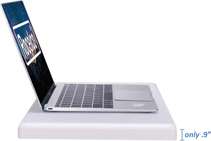 Rocelco 19" Portable Laptop Riser, Height Adjustable Travel Standing Desk Converter, Premium Compact Sit Standup Keyboard Monitor Rising Workstation with Carry Bag, White R PDRW