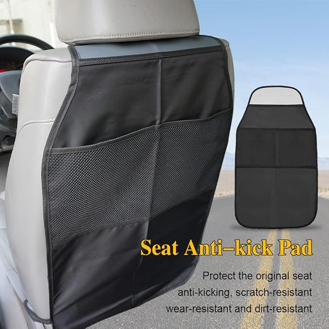 deemars Car Back Seat Protector for Kids, Car Backseat Organizer, Waterproof Seat Back Protector with Storage Pockets, Premium Oxford Fabric Kick Mats Protect from Dirt, Mud Universal for Most Cars