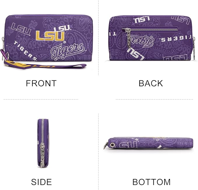 Official LSU Tigers Wristlet Purse for Women - NCAA Licensed Game Day Clutch Wallet with RFID Blocking | Perfect Graduation Gift for Daughter, Sorority, Alumni NC-LSU011PP