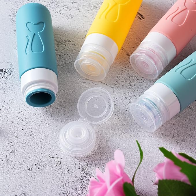 Zafit TSA Approved 3oz Leakproof Travel Bottles for Toiletries, Refillable Containers for Shampoo Conditioner Lotion Body Wash(Multicolored B)