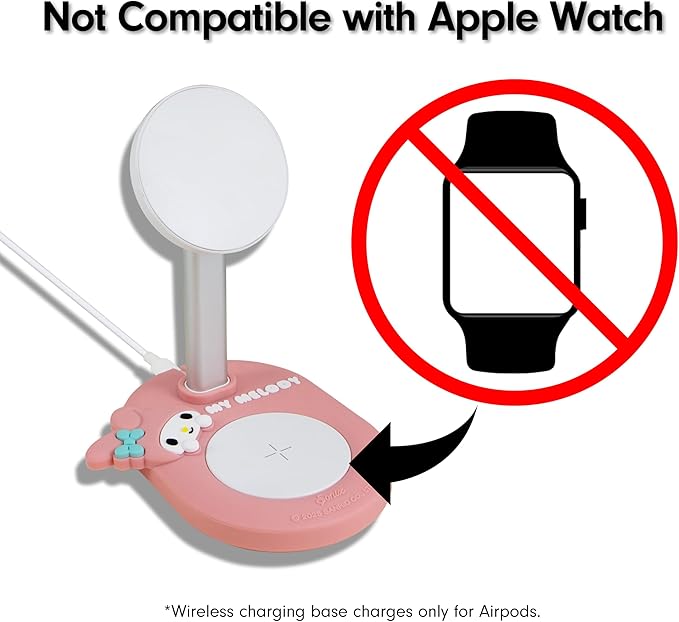 Sonix x Sanrio MagSafe Compatible 2-in-1 Charger Stand, Magnetic Wireless Charging Station for iPhone 17/16/15/14/13/12, AirPods Pro w/USB-C Cable | My Melody