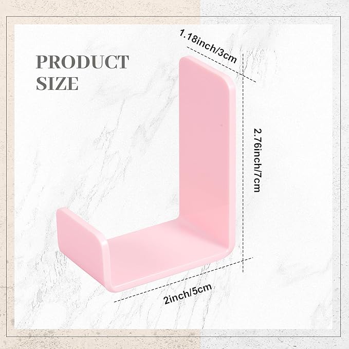 Weewooday 4 Pieces Headphone Hanger Holder Desk Adhesive Headphone Hook Wall Mount Headset Stand Acrylic Holder with Glues for General Purpose Game Earphone (Pink)